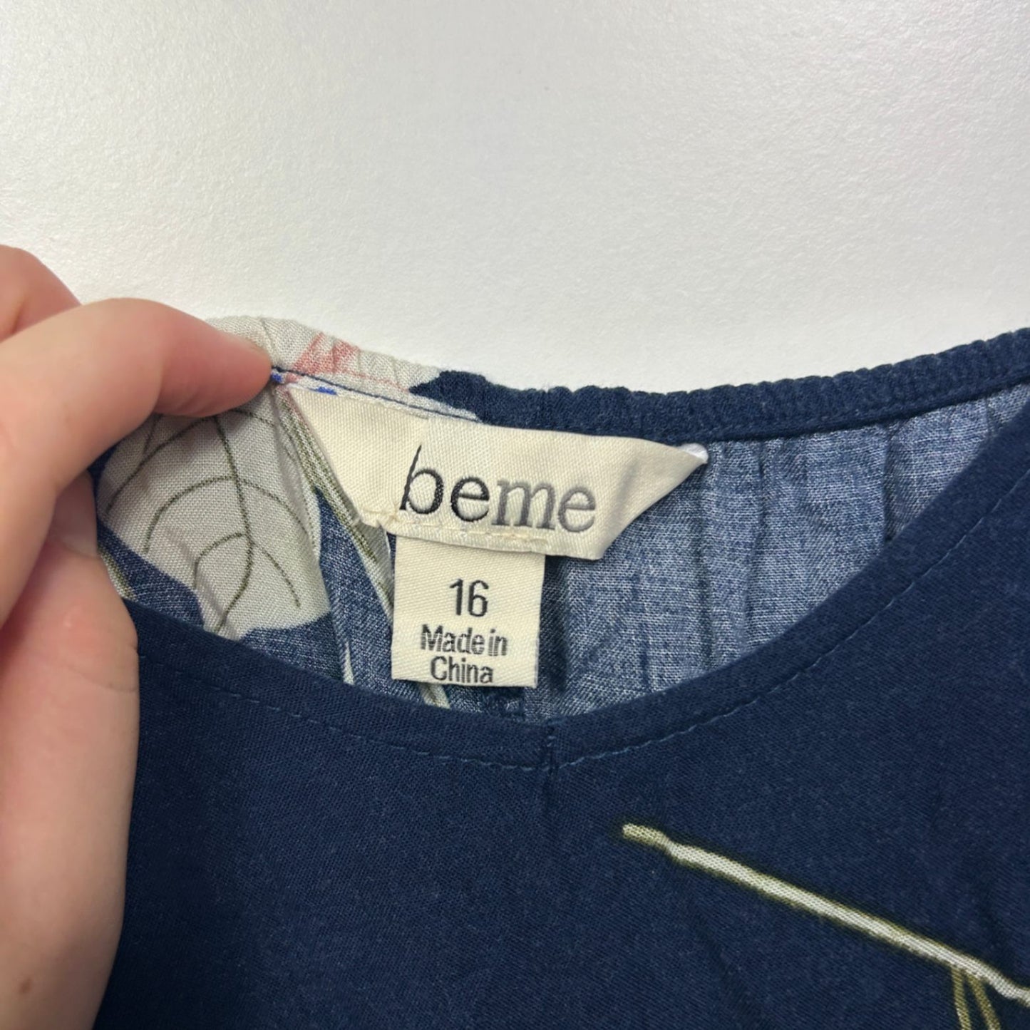 Beme Womens Navy Blue Floral Sleeveless Dress Size 16