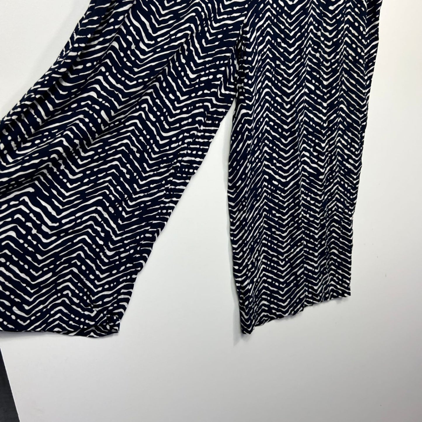 Autograph Wide Leg Cropped Pants Size 18 Navy White Pockets High Rise