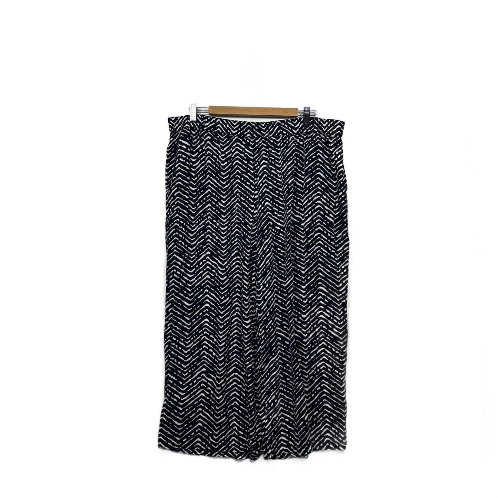 Autograph Wide Leg Cropped Pants Size 18 Navy White Pockets High Rise