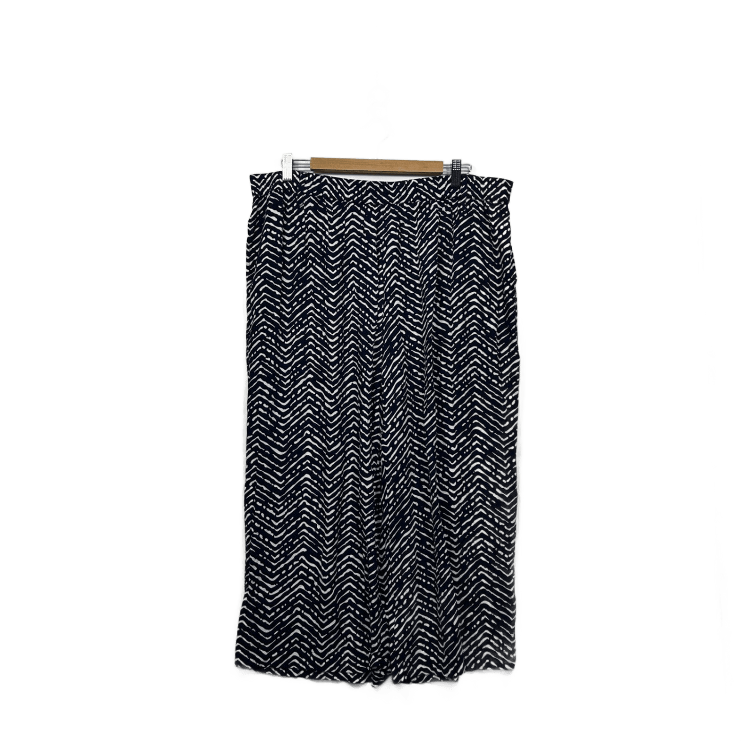 Autograph Wide Leg Cropped Pants Size 18 Navy White Pockets High Rise