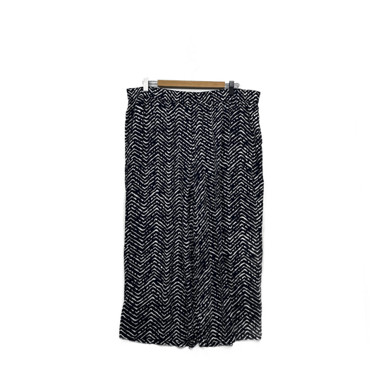 Autograph Wide Leg Cropped Pants Size 18 Navy White Pockets High Rise