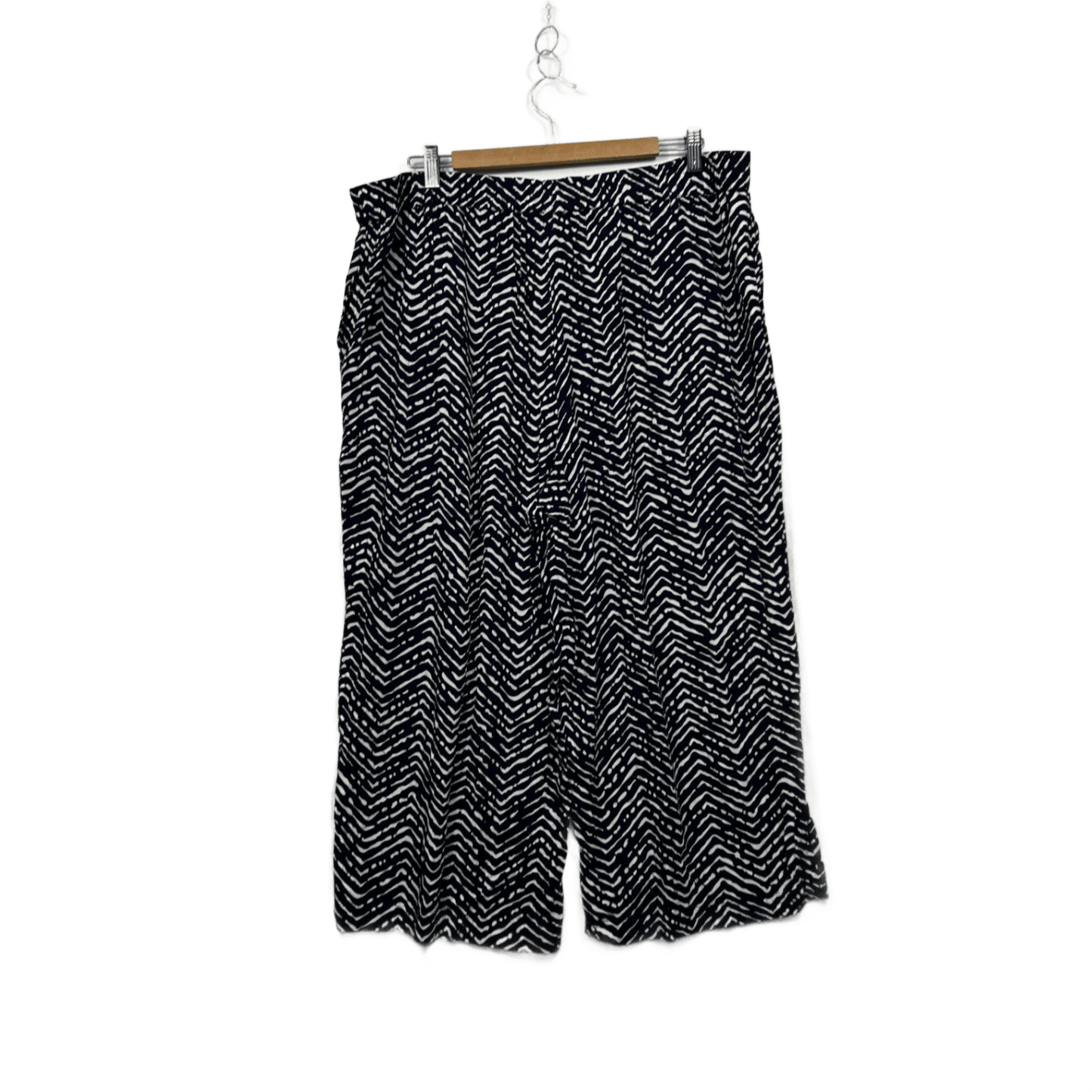 Autograph Wide Leg Cropped Pants Size 18 Navy White Pockets High Rise