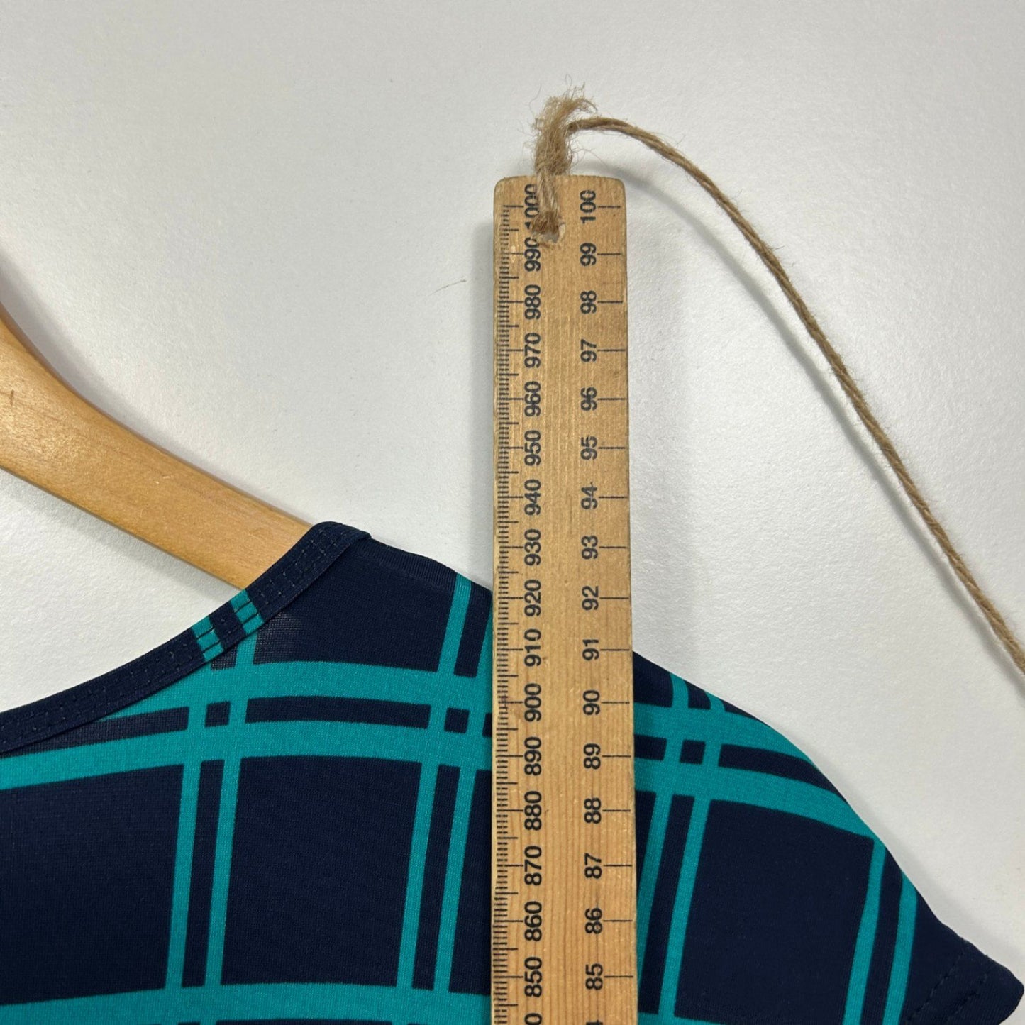 Bird Keepers Teal Blue Green Knee Sleeveless Check Shift Dress Size 16