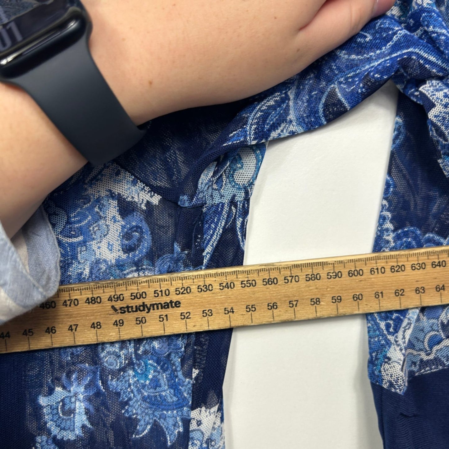 Millers Navy Blue Long Sleeve Open Front Paisley Print Kimono Jacket Size 16