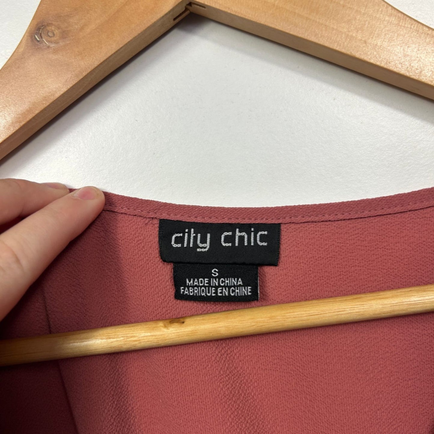 City Chic Womens Pink Short Sleeve Hi Low Hem Tunic Top Size 16 Small Plus