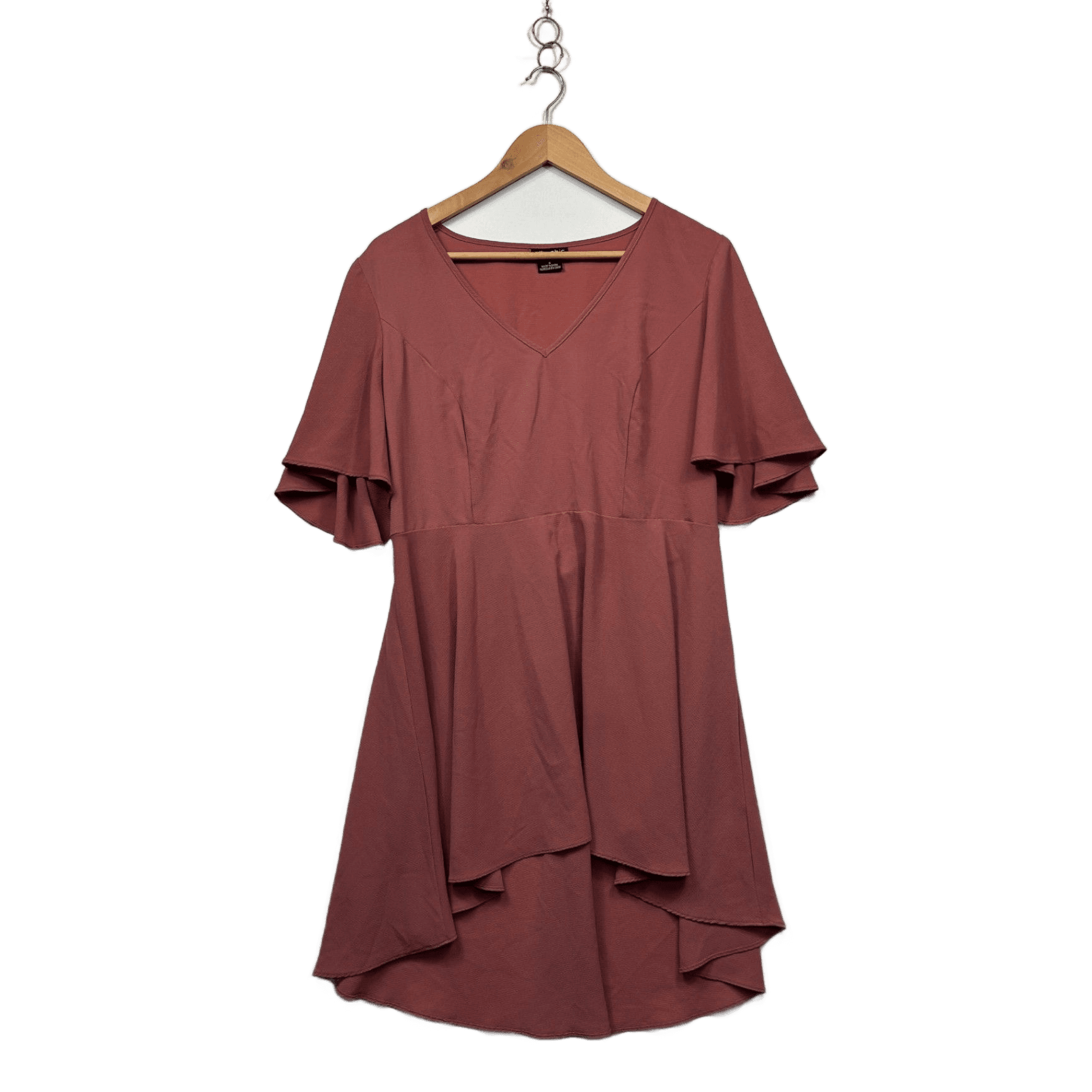 City Chic Womens Pink Short Sleeve Hi Low Hem Tunic Top Size 16 Small Plus