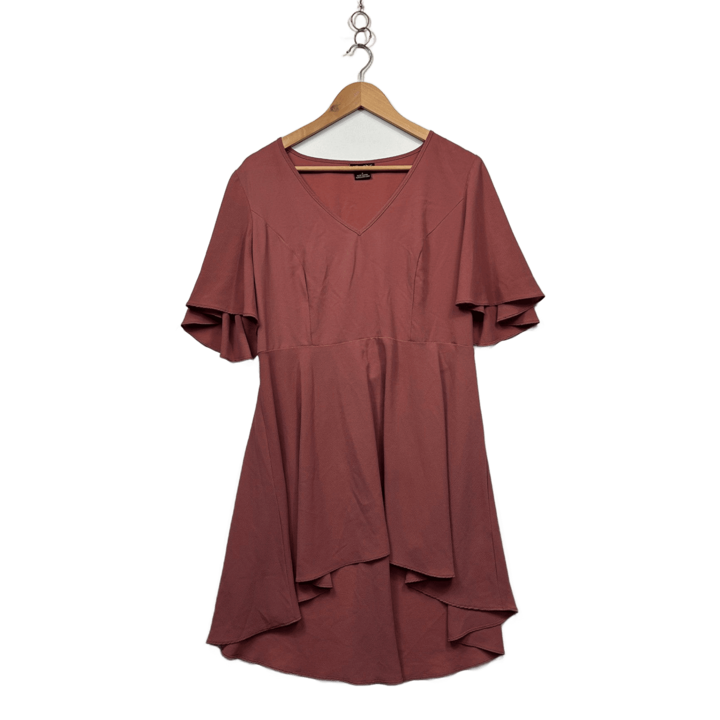 City Chic Womens Pink Short Sleeve Hi Low Hem Tunic Top Size 16 Small Plus