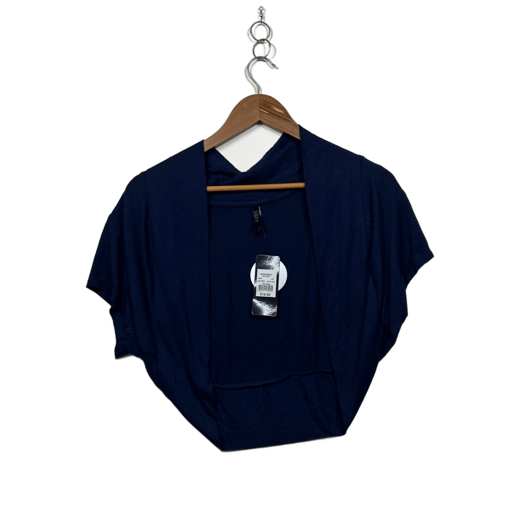 Crossroads Womens Navy Short Sleeve Open Front Shrug Bollero Top Size 16/18