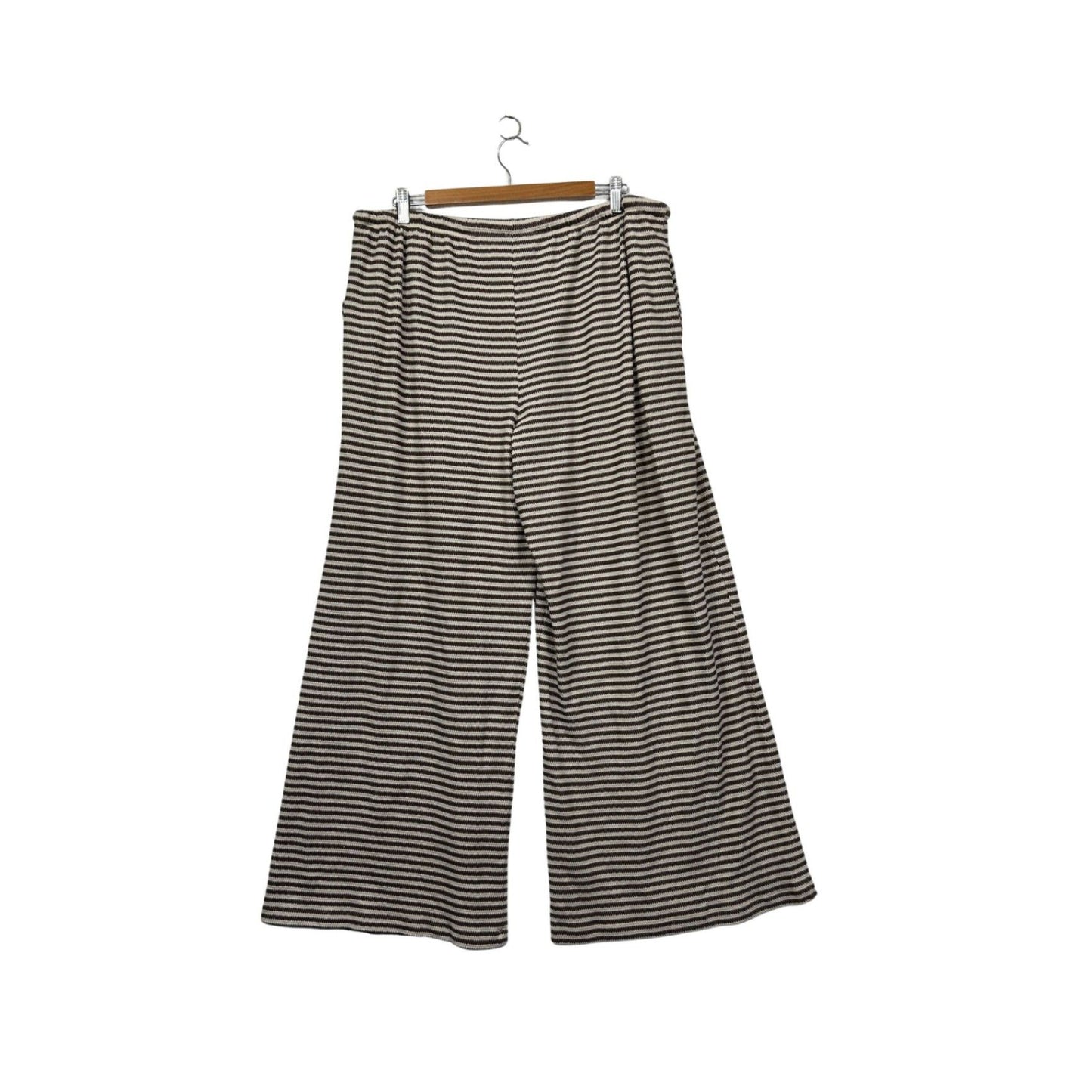 edited Striped Wide Leg Lounge Pants Brown Cream Size 16 Pockets