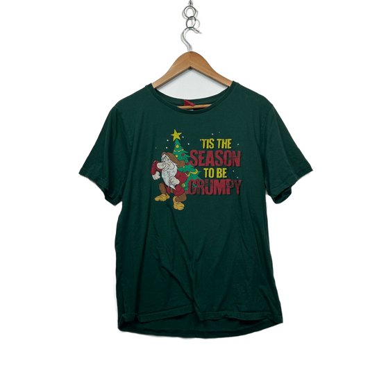 Disney Green Cotton Short Sleeve Grumpy Christmas T-shirt Size Large