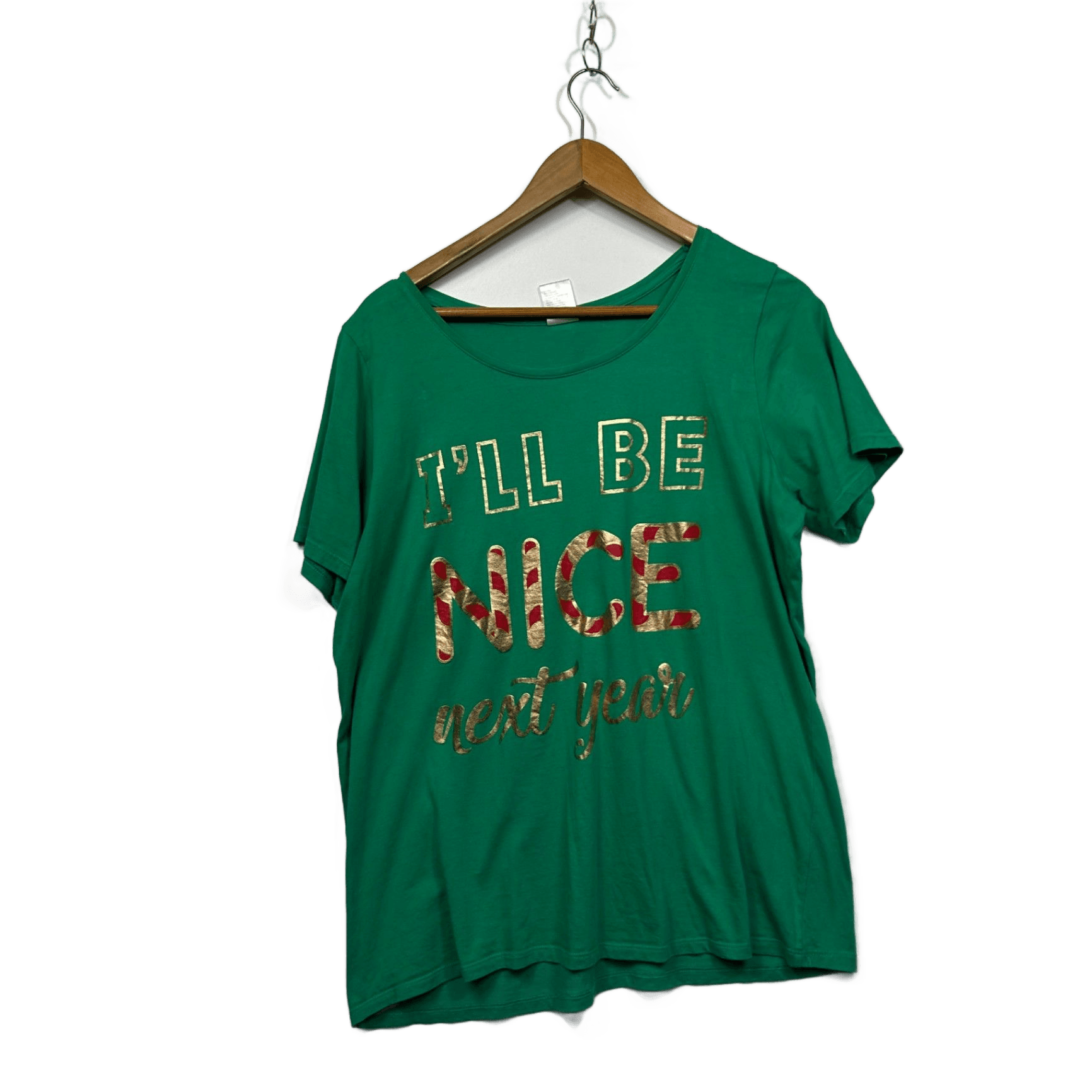 Christmas Green Cotton Short Sleeve T-shirt Size 18