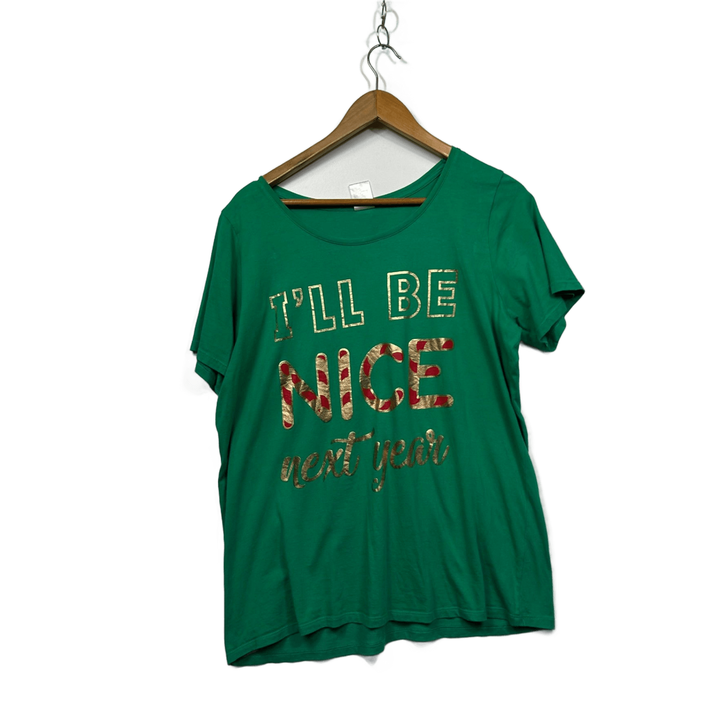 Christmas Green Cotton Short Sleeve T-shirt Size 18