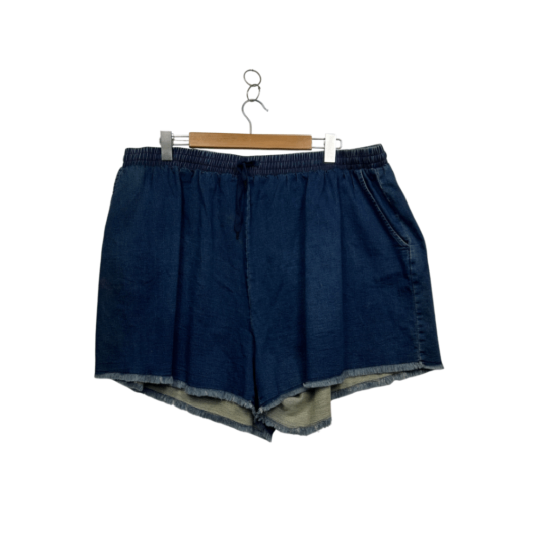 CCX City Chic Blue Cotton Blend Denim Pockets Casual Shorts Size 22 Plus XL