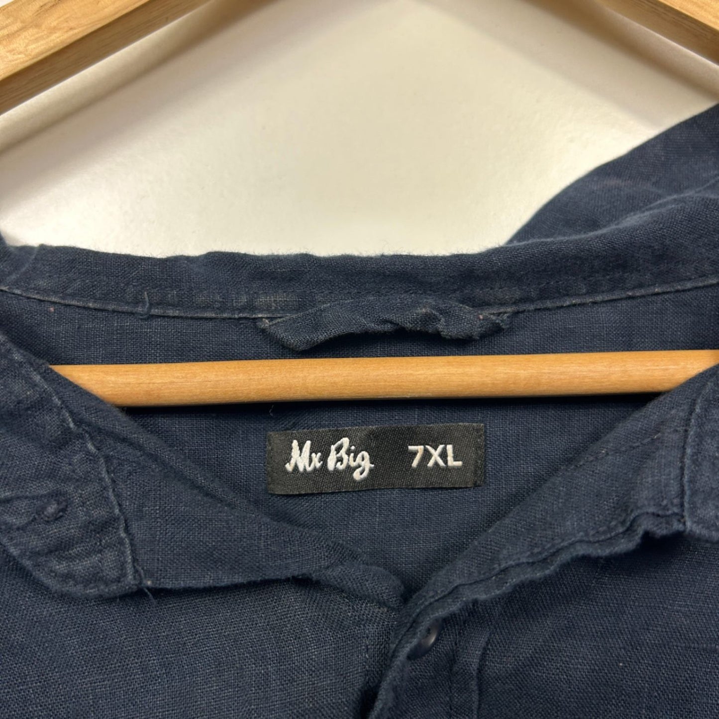 Mr Big Shirt 7XL Navy Linen Long Sleeve