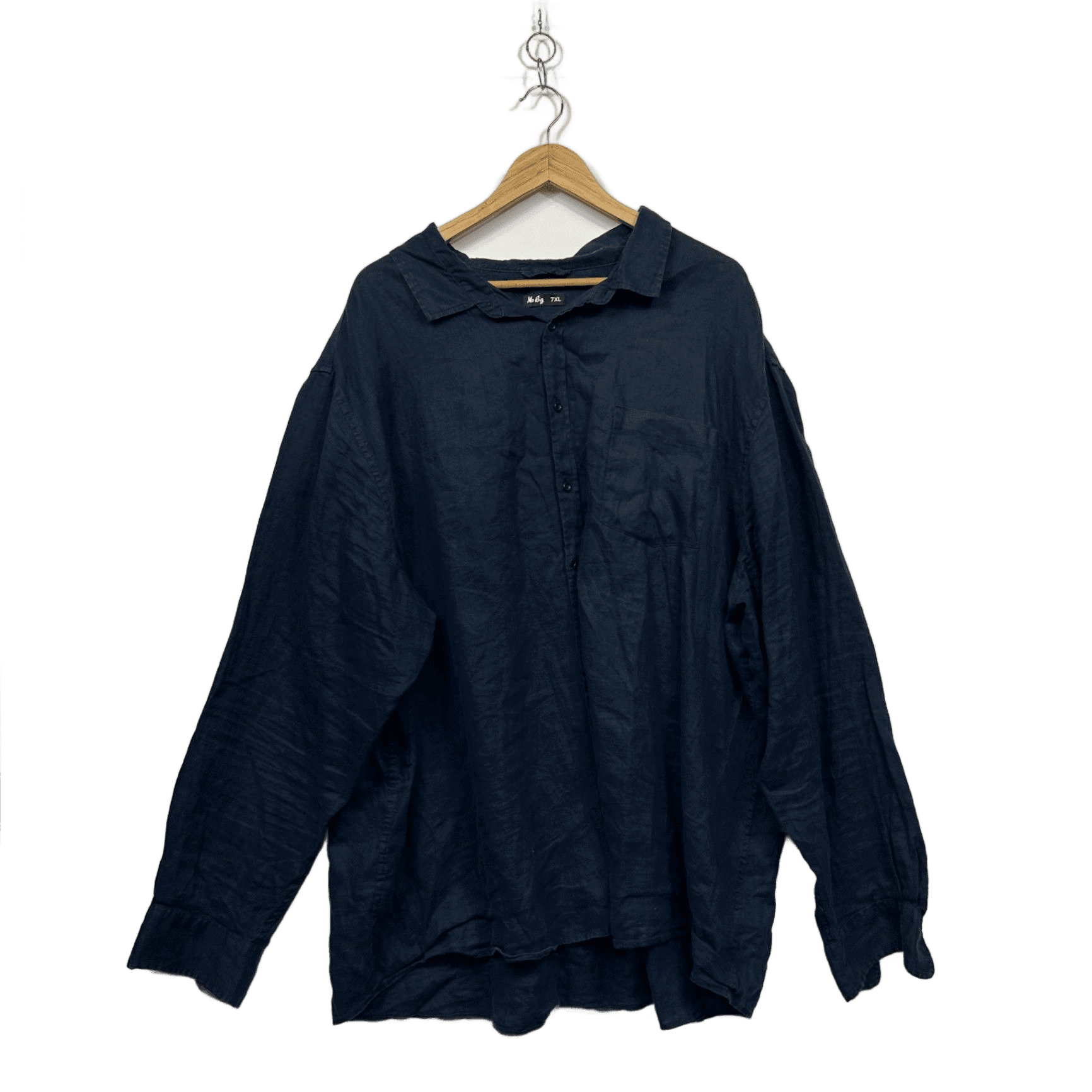Mr Big Shirt 7XL Navy Linen Long Sleeve