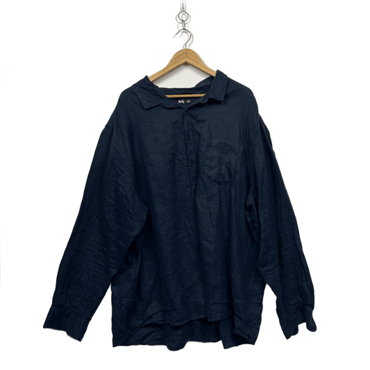 Mr Big Shirt 7XL Navy Linen Long Sleeve