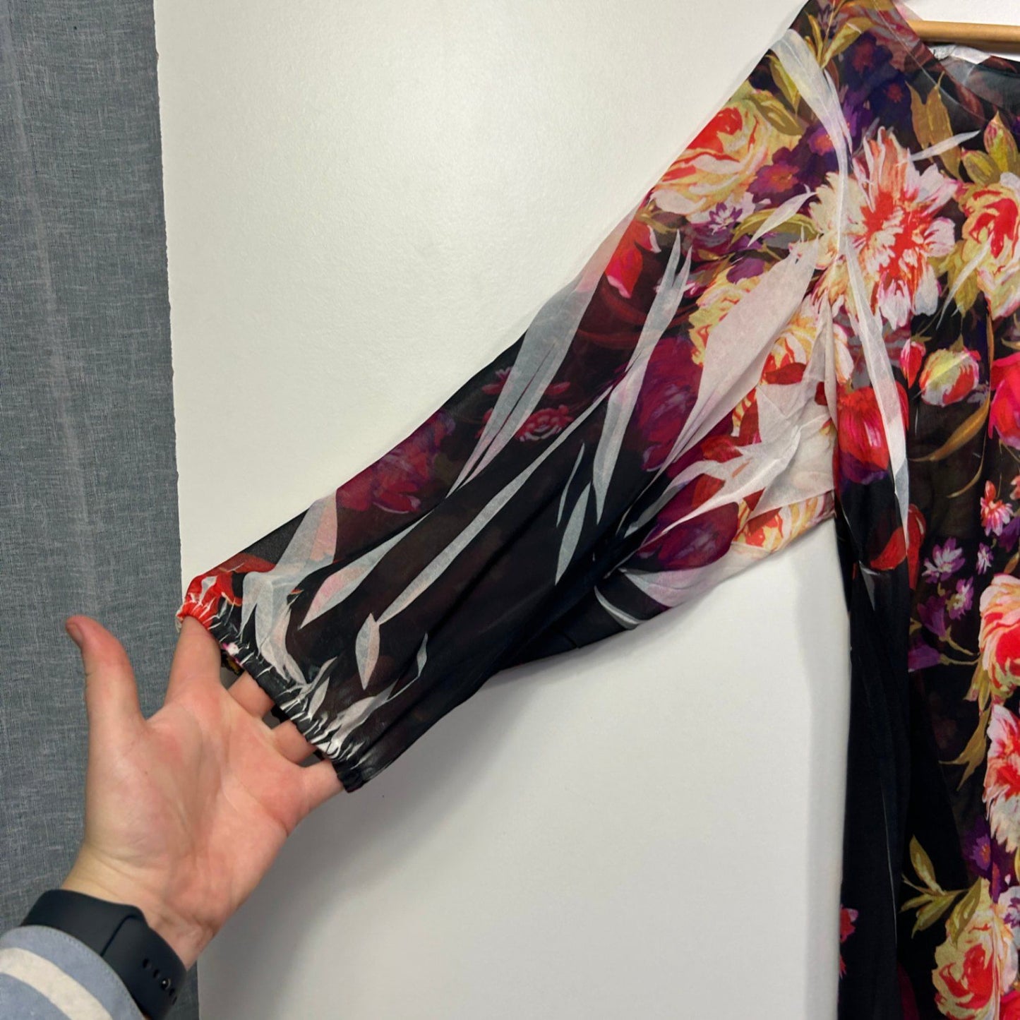 City Chic Womens Black Sheer 3/4 Sleeve Top Blouse Size 14