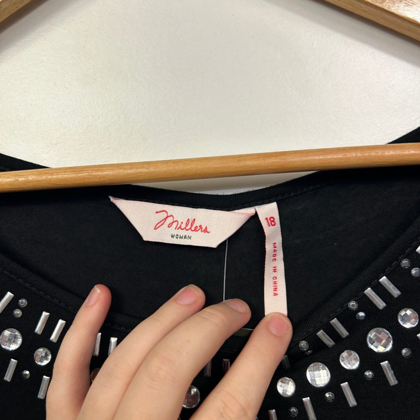 Millers Womens Black Viscose Sleeveless Embellished Top Size 18