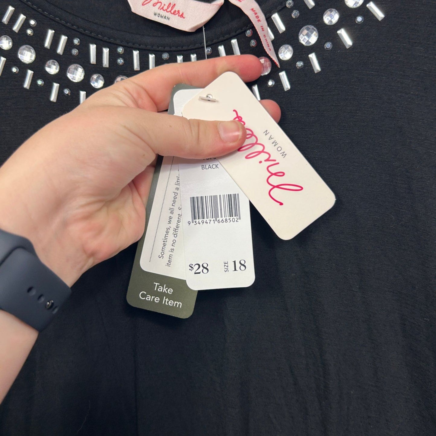 Millers Womens Black Viscose Sleeveless Embellished Top Size 18