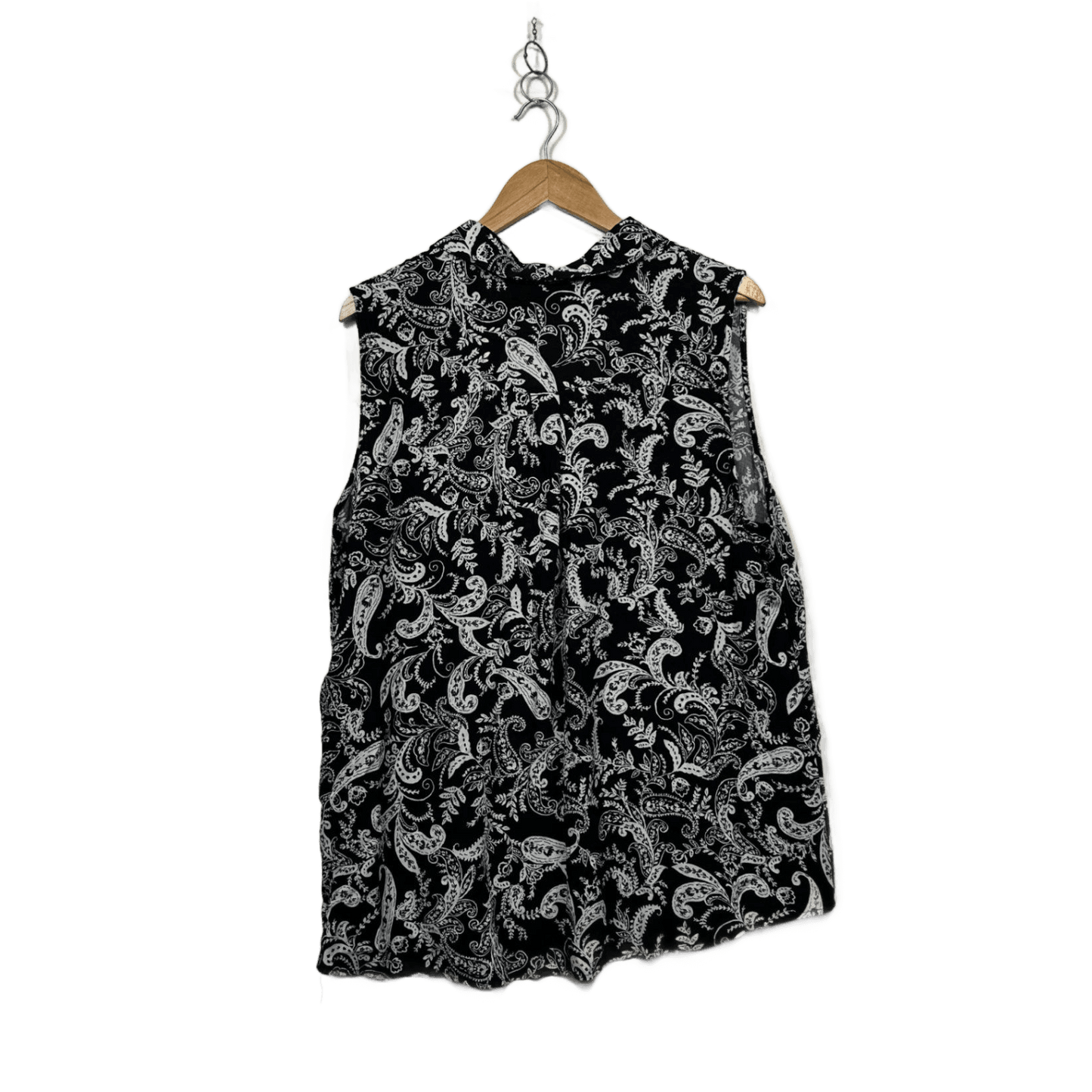 Millers Black White Floral Cotton Sleeveless Collared Shirt Top Size 18