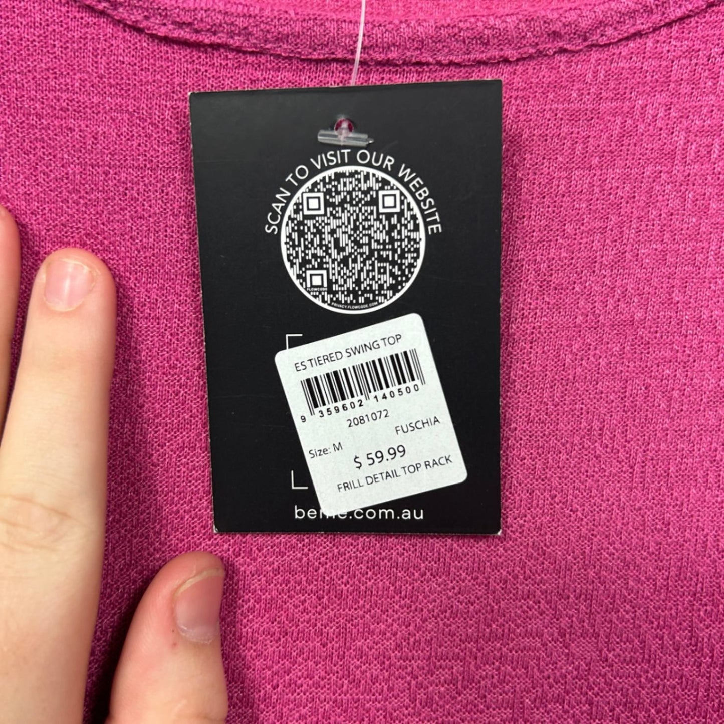 Beme Pink Fuschia Sleeveless Swing Top Size 18 Medium Plus