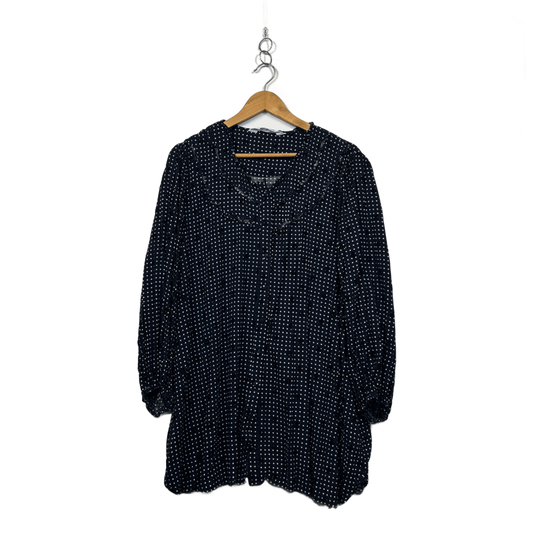 Virtuelle Navy Stars Long Sleeve Ruffle Collar Blouse Top Size 24