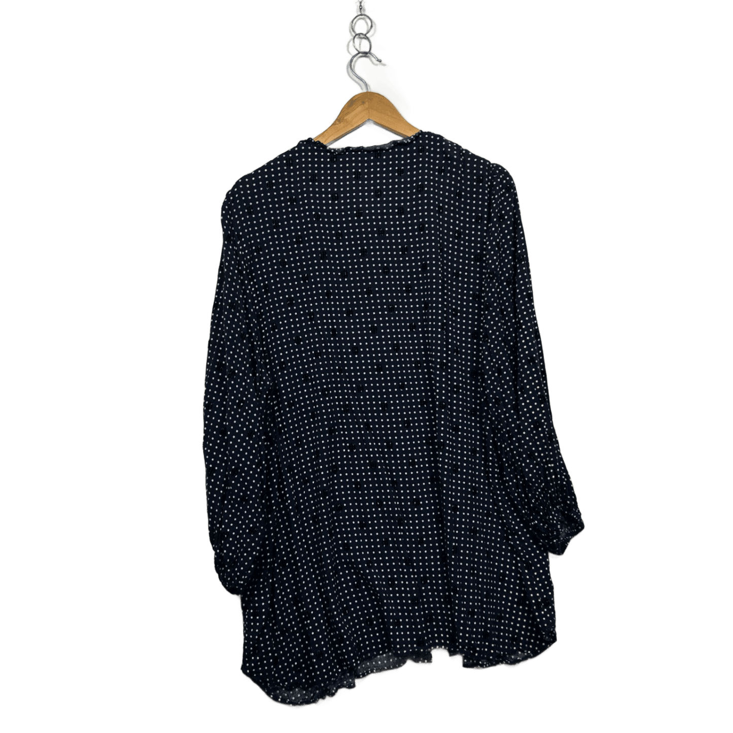 Virtuelle Navy Stars Long Sleeve Ruffle Collar Blouse Top Size 24