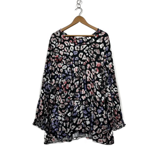Virtuelle Multicoloured Long Sleeve Tunic Top Blouse Size 20-22
