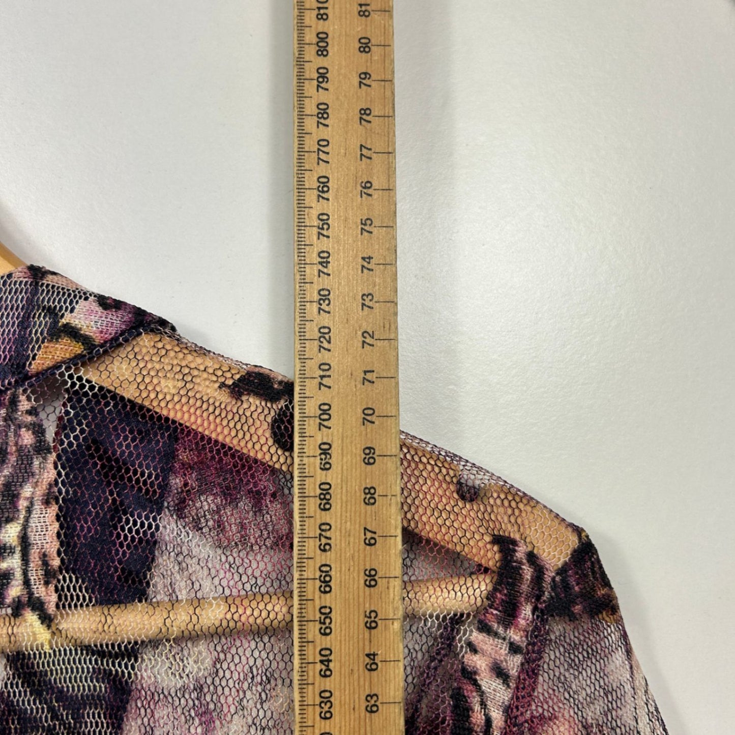 Free Woman Multicoloured Mesh Long Sleeve Open Front Sheer Top Size 18