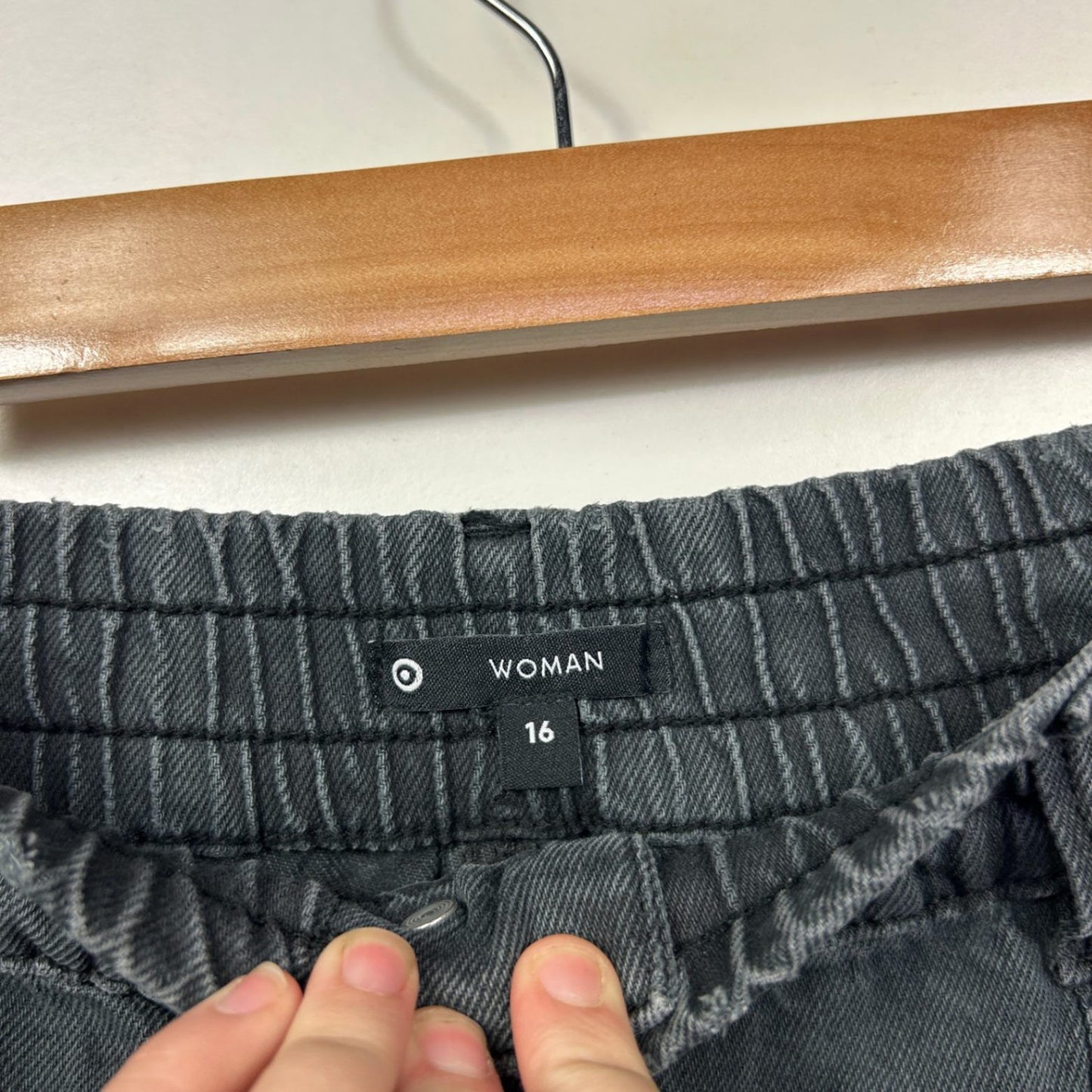 Target Woman Black High Waist Elastic Cotton Denim Jeans Pants Size 16