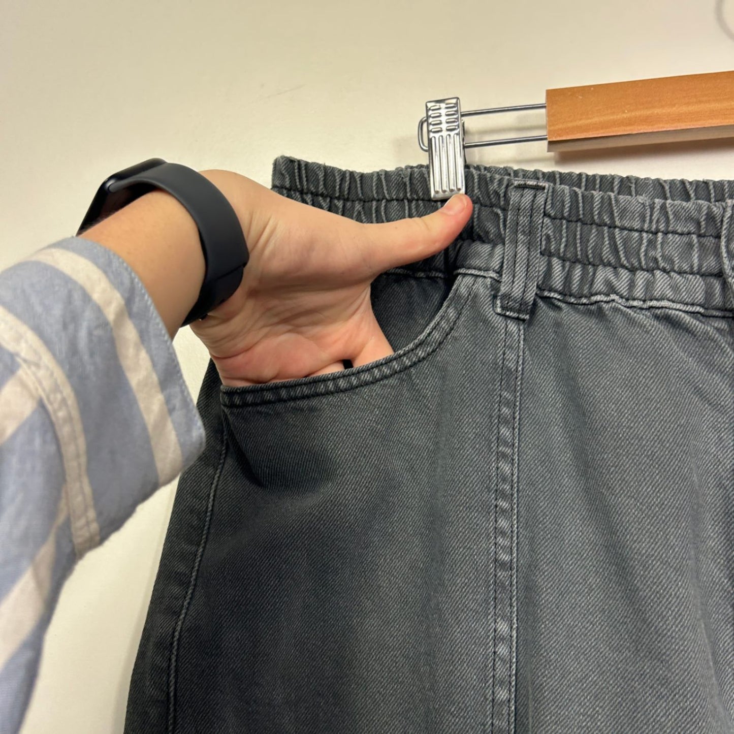 Target Woman Black High Waist Elastic Cotton Denim Jeans Pants Size 16