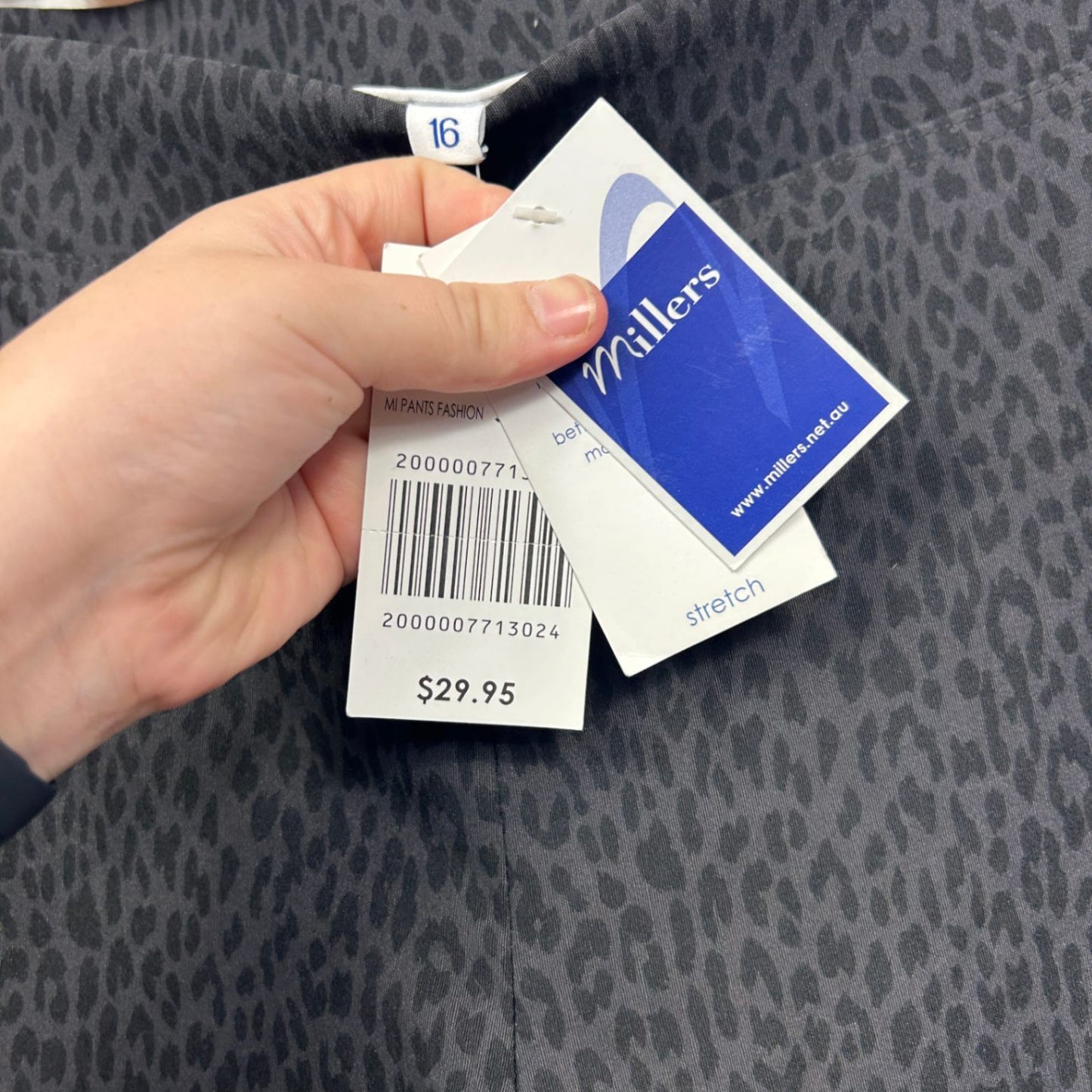 Millers Womens Black Animal Print Slim Leg Stretch Trousers Pants Size 16