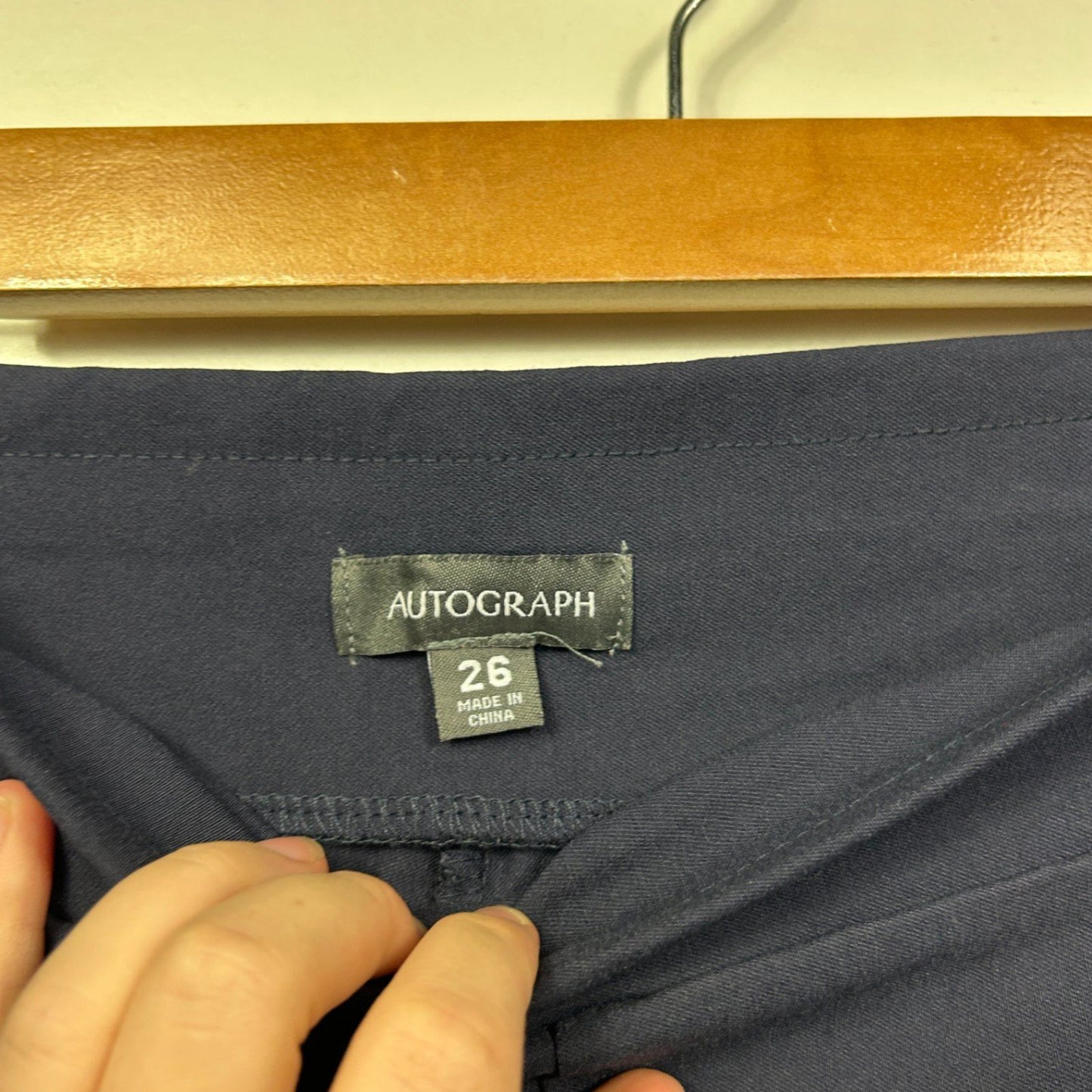 Autograph Navy Cropped Pull On Stretch Pants Size  26