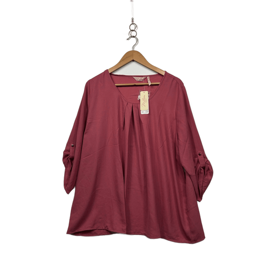 Millers Rose Pink 3/4 Roll Tab Sleeve Pleated Blouse Size 20