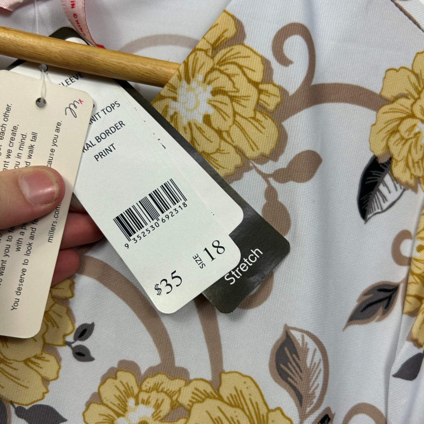 Millers Yellow Black Floral Short Sleeve Tunic Top Size 18