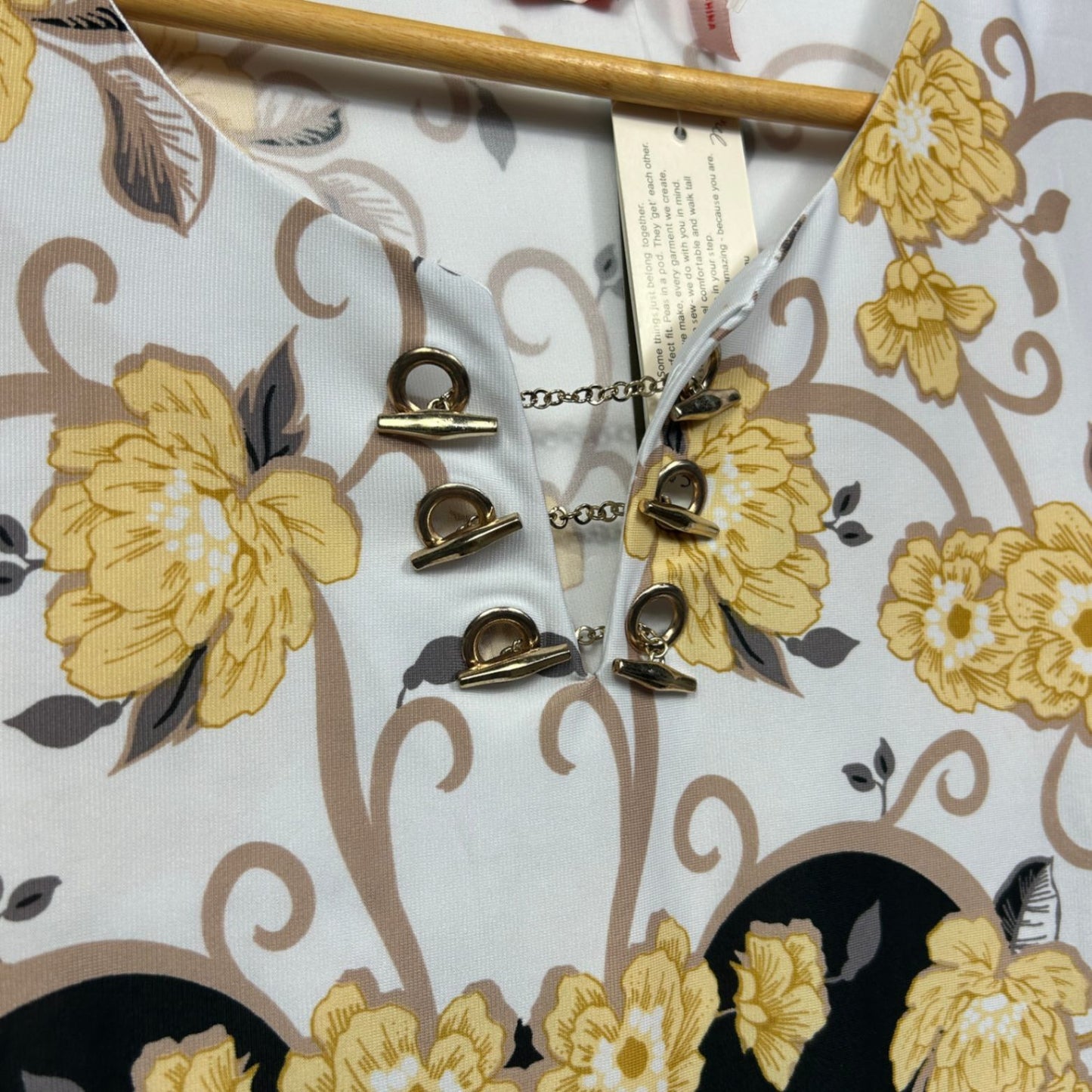 Millers Yellow Black Floral Short Sleeve Tunic Top Size 18