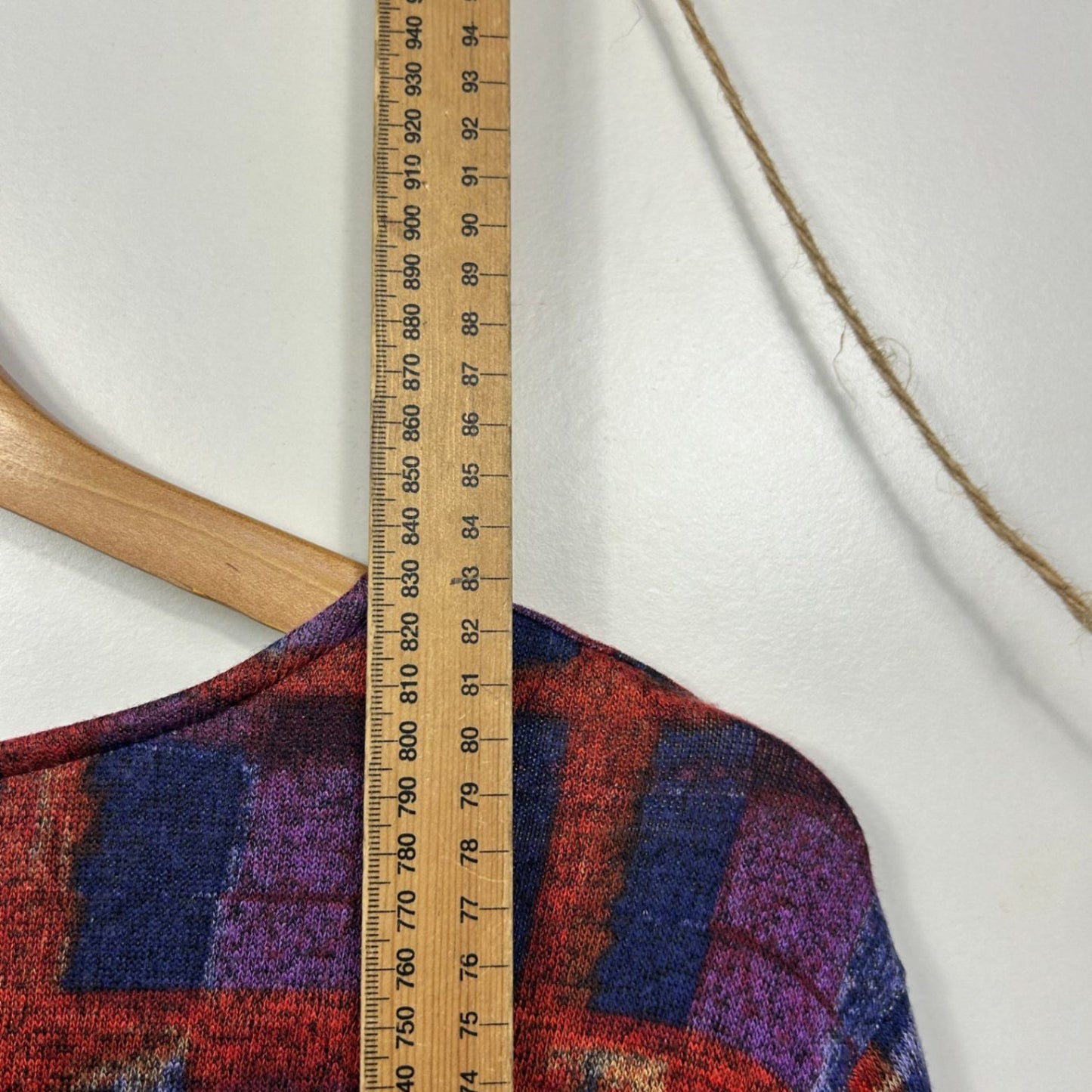 Virtuelle Multicoloured Check Long Sleeve Asymmetrical Hem Knit Tunic Top Size 20