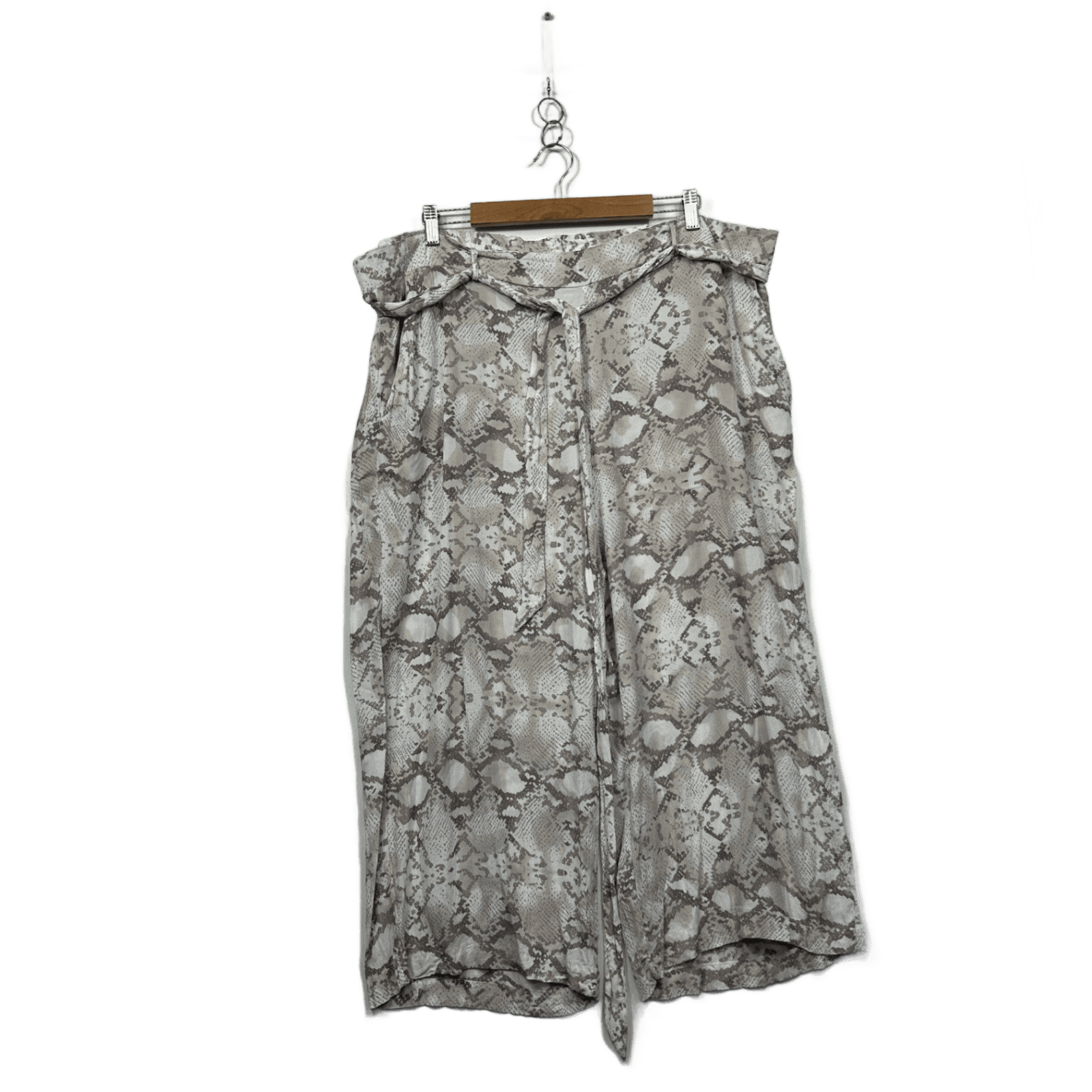 Autograph Pockets Snakeskin Print Wide Leg Cropped Pants Size 24