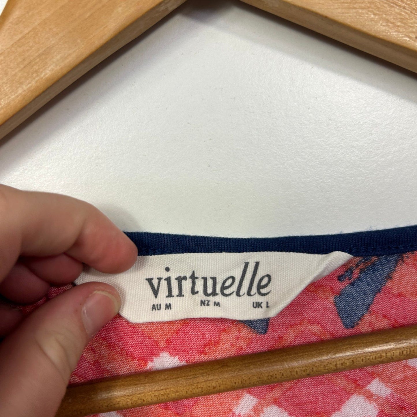 Virtuelle Red Blue Short Sleeve Layered Tunic Top Size 18 Medium Plus