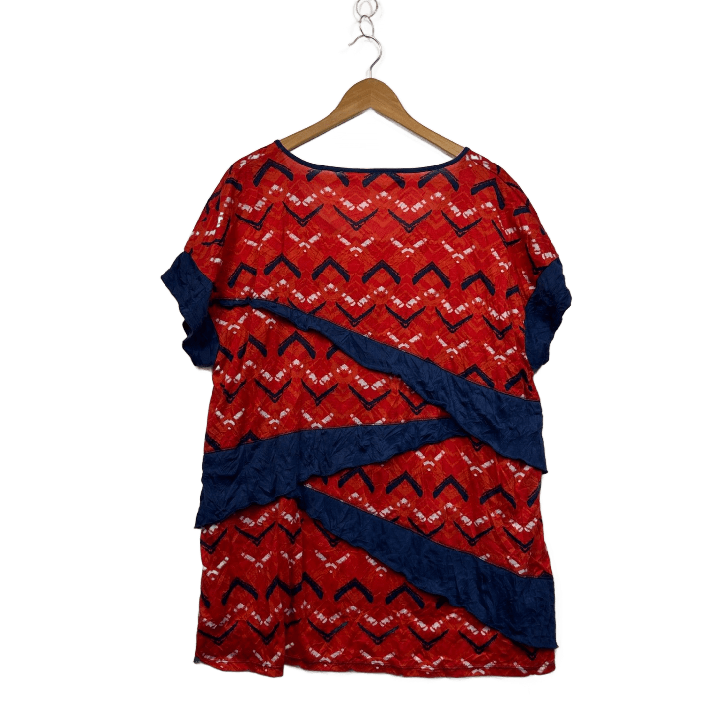 Virtuelle Red Blue Short Sleeve Layered Tunic Top Size 18 Medium Plus