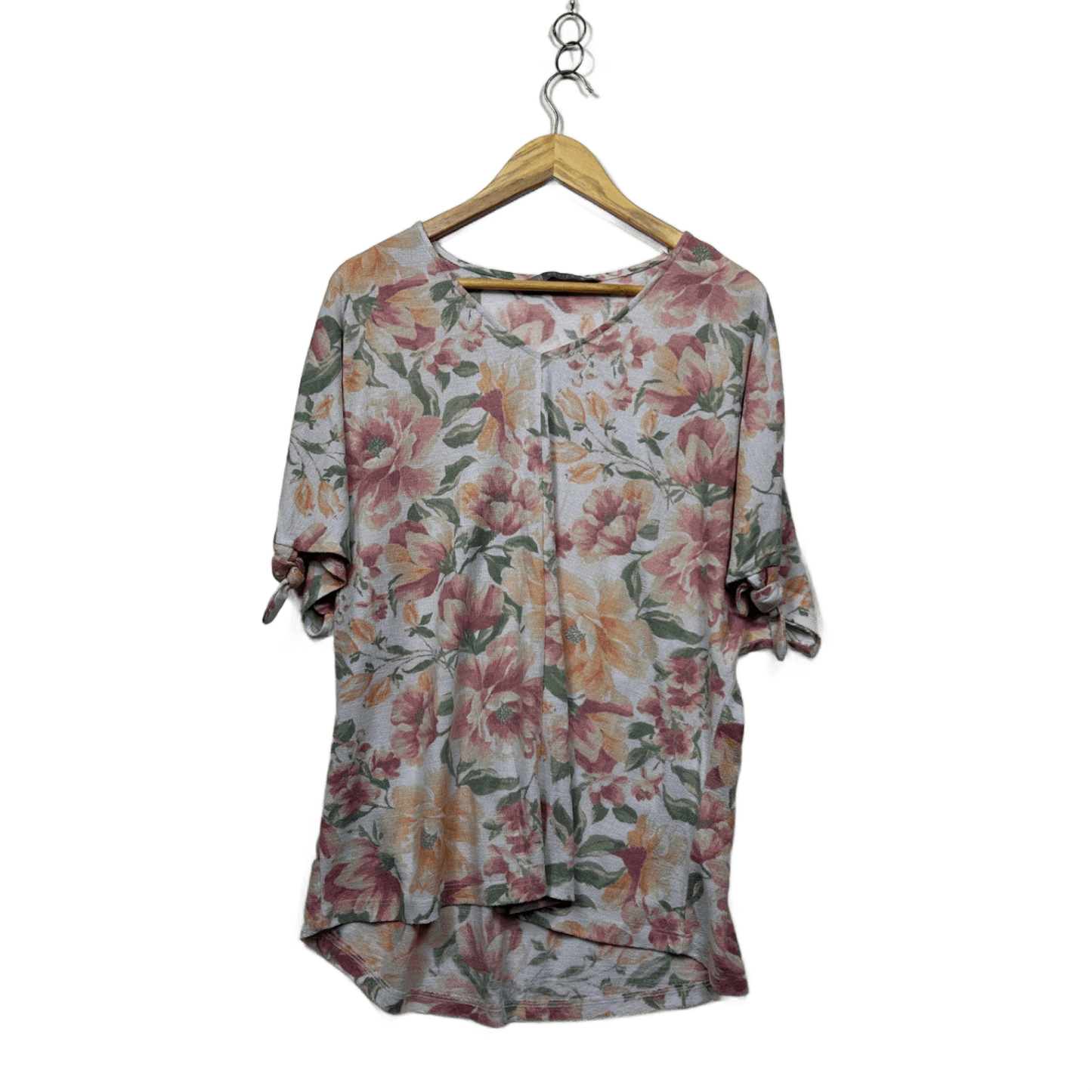 Katies Short Sleeve Multicoloured Floral Top Size XL
