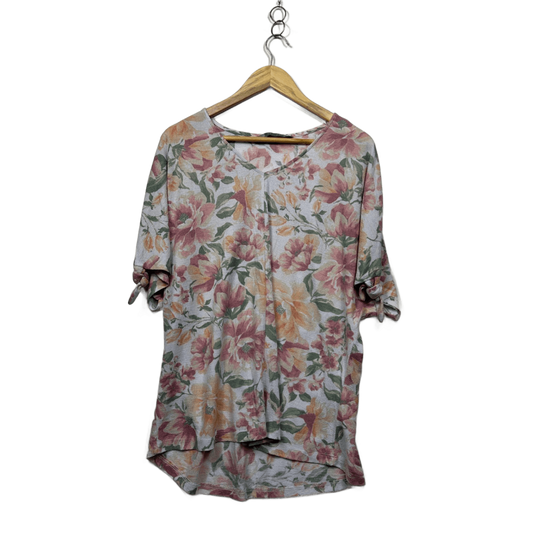 Katies Short Sleeve Multicoloured Floral Top Size XL