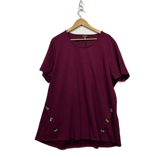 Autograph Plum Short Sleeve Round Neck Viscose Textured Tunic Top Size 20