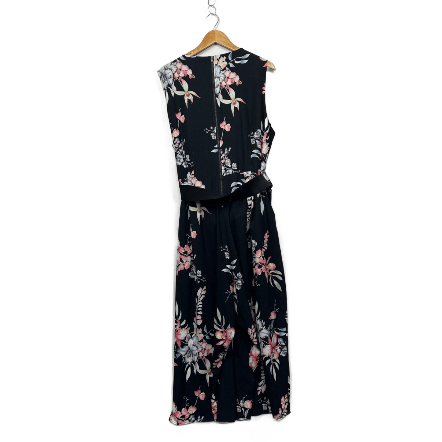 City Chic Black Floral Belted Sleeve Wide Leg Jumpsuit Size 18 - 20?