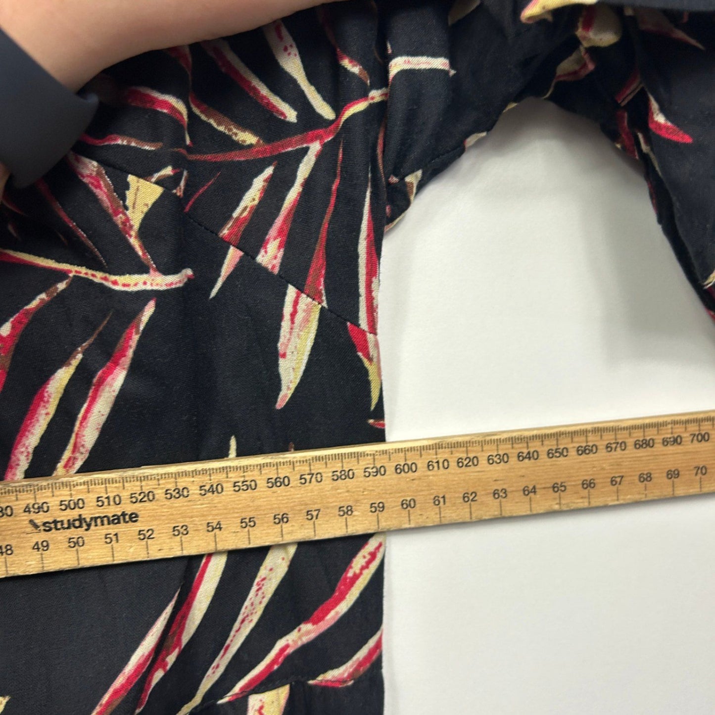 Rockmans Black Leaf Print 3/4 Bell Sleeve Shift Dress Size 22-24