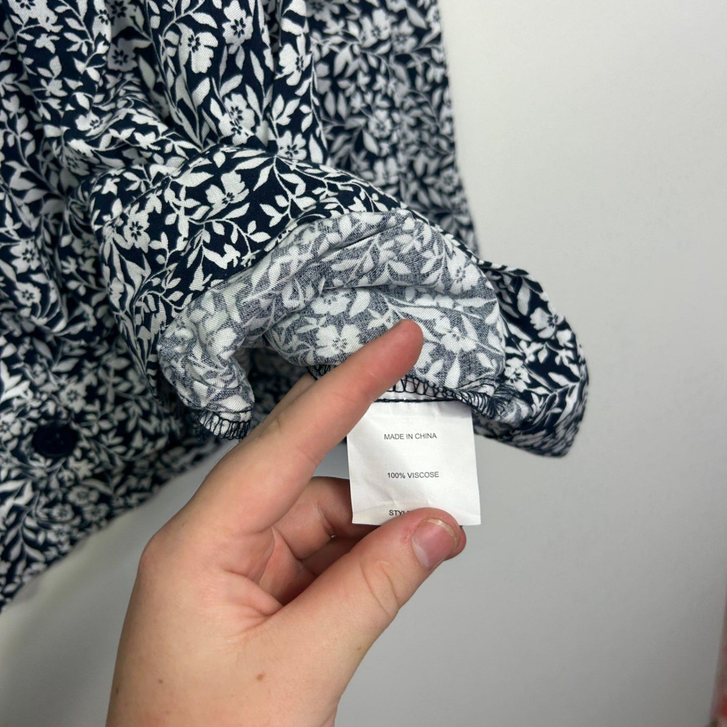 Katies Womens Navy White Floral Long Sleeve Shirt Shacket Blouse Size 18