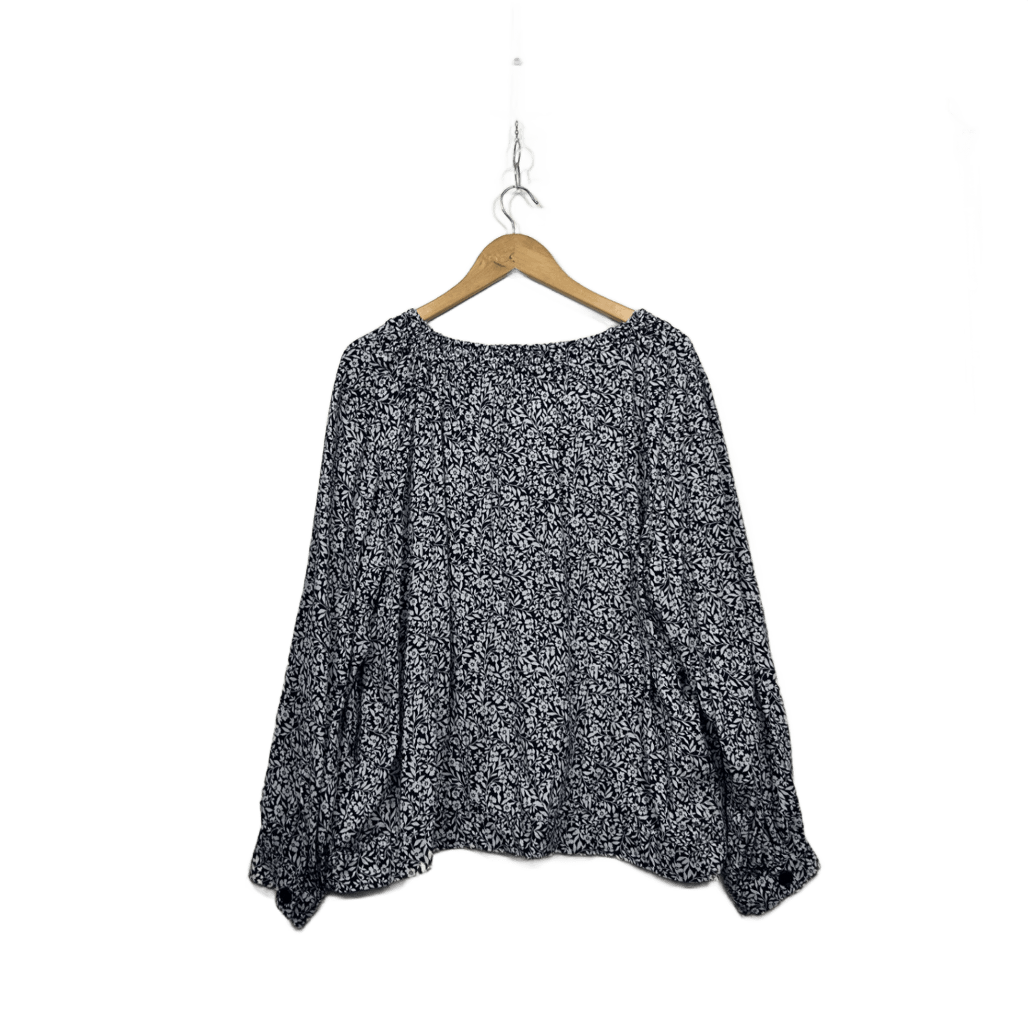 Katies Womens Navy White Floral Long Sleeve Shirt Shacket Blouse Size 18