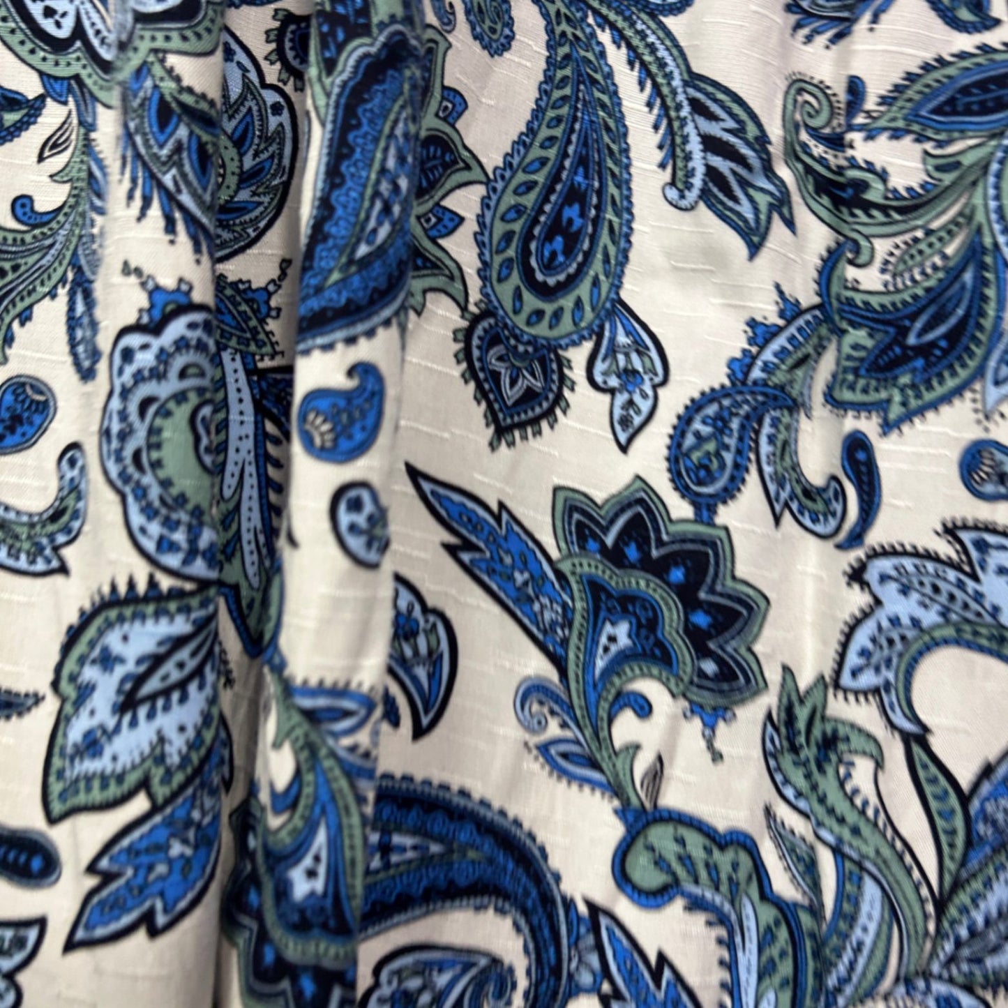 Anko Blue Green Short Sleeve Paisley Print Tuck Top Blouse Size 18