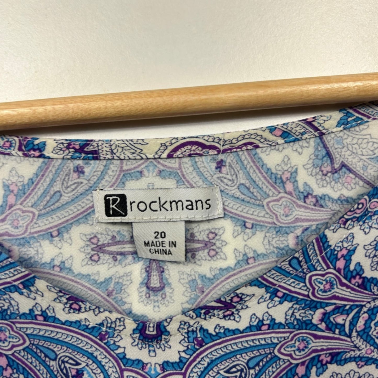 Rockmans Blue Bell Sleeve Paisley Print Top Blouse Size 20