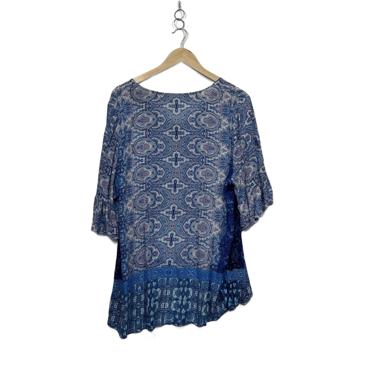 Rockmans Blue Bell Sleeve Paisley Print Top Blouse Size 20
